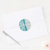 Sticker en Merci Floral Aqua et Silver (Enveloppe)