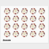 Sticker en Merci Floral Gold et Red Marsala (Feuille)