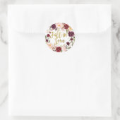 Sticker en Merci Floral Gold et Red Marsala (Sac)