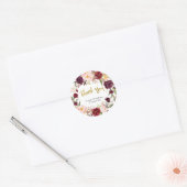 Sticker en Merci Floral Gold et Red Marsala (Enveloppe)