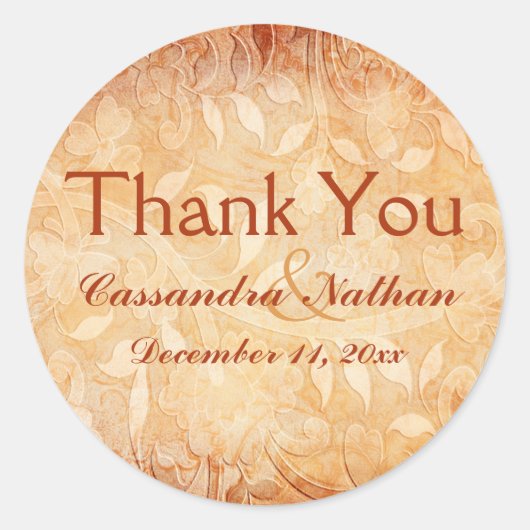 Sticker en Merci floral orange et ivoire (Devant)
