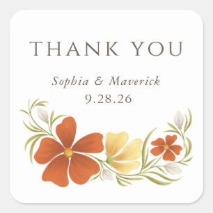 Sticker en Merci Floral Orange & Marigold Bold