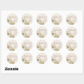 Sticker en Merci Mariage beige tournesol rustique (Feuille)