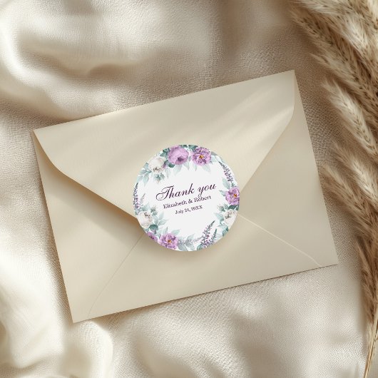 Sticker en Merci Mariage blanc et violet