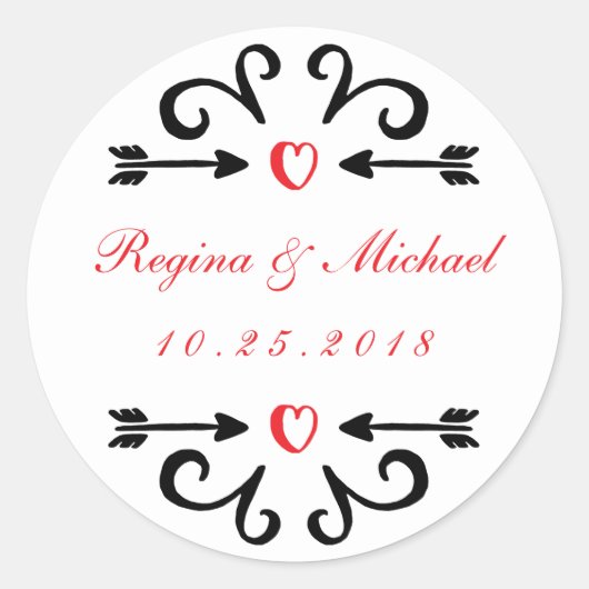 Sticker en Merci Mariage de la flèche du coeur (Devant)