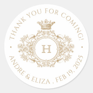 Sticker en Merci Mariage Monogramme vintage or