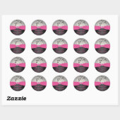 Sticker en Merci Mariage rose, noir et argent (Feuille)