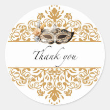 Sticker en Merci Mascarade en or Damask
