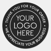 Sticker en Merci noir personnalisé avec logo (Devant)