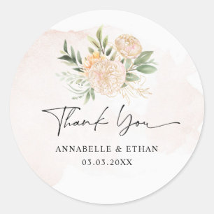Sticker en Merci pivoine et en or