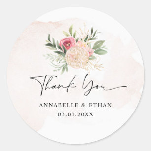Sticker en Merci pivoine et en or