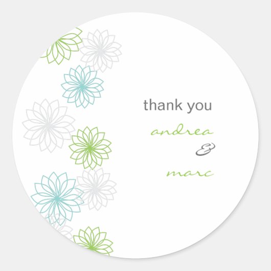 Sticker en Merci rond avec reflets floraux (Devant)