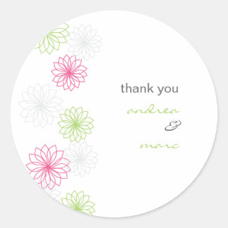 Sticker en Merci rond avec reflets floraux