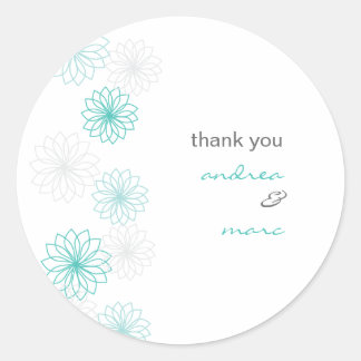 Sticker en Merci rond avec reflets floraux