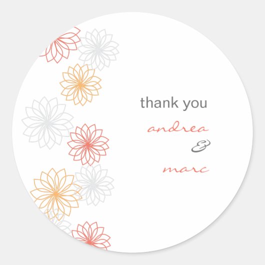 Sticker en Merci rond avec reflets floraux (Devant)