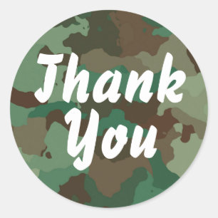 Sticker en Merci rond Camo vert