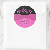 Sticker en Merci rond de 3 pouces noir et rose (Sac)