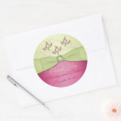 Sticker en Merci rond rose et vert 3" (Enveloppe)
