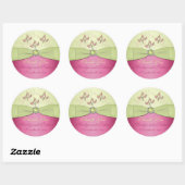Sticker en Merci rond rose et vert 3" (Feuille)