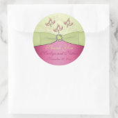 Sticker en Merci rond rose et vert 3" (Sac)