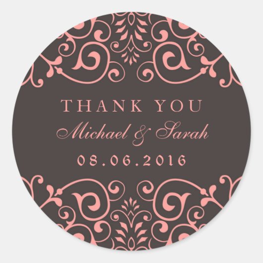 Sticker en Merci rose gris victorien (Devant)