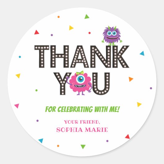 Sticker en Merci rose monstre (Devant)