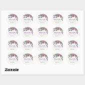 Sticker en Merci Rose violet Floral (Feuille)