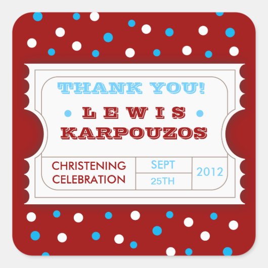 Sticker en Merci rouge blanc carnaval (Devant)