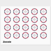 Sticker en Merci rouge, blanc et bleu Preppy (Feuille)