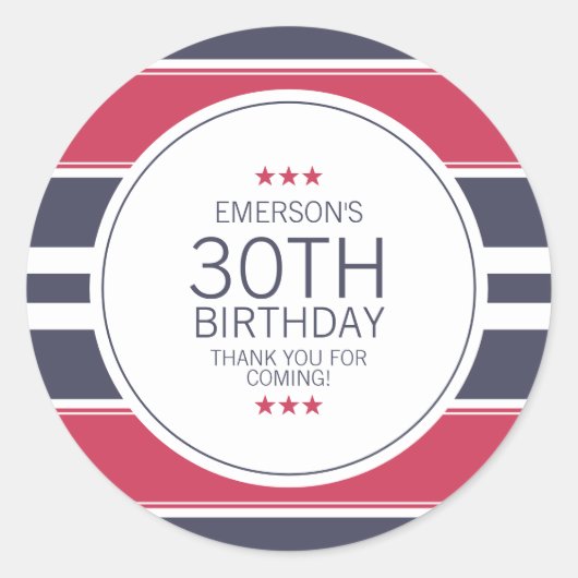 Sticker en Merci rouge, blanc et bleu Preppy (Devant)