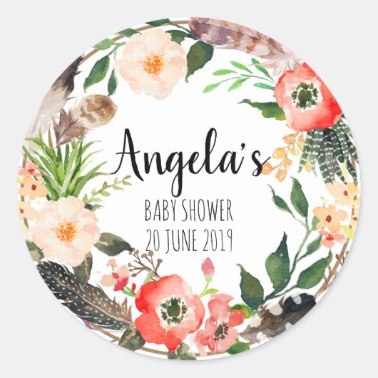 Sticker en Merci végétal à couronne fleurie (Devant)