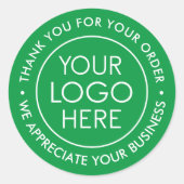 Sticker en Merci vert personnalisé avec logo (Devant)