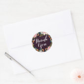 Sticker en Merci violet en couronne fleurie modern (Enveloppe)