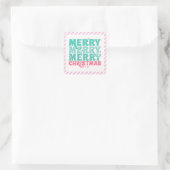 Sticker en Mint + Pink Joyeux Noël, rayé (Sac)