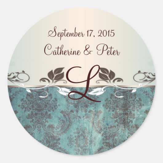 Sticker en monogramme bleu-vert-brun (Devant)