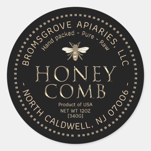 Sticker en nid d'abeille noir en or métallique (Devant)