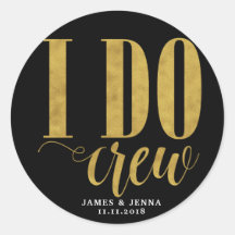 Sticker en or Faux Mariage d'équipage moderne I Do