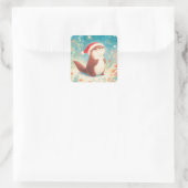 Sticker en Otter de Noël mignon avec Santa Hat (Sac)