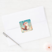 Sticker en Otter de Noël mignon avec Santa Hat (Enveloppe)