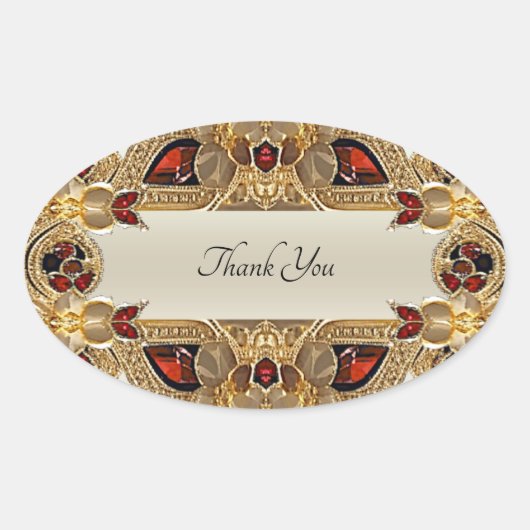 Sticker en pierre rouge à fleurs dorées (Devant)