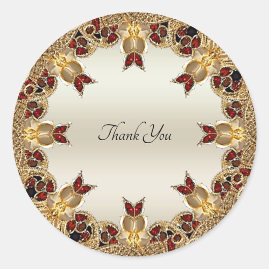 Sticker en pierre rouge à fleurs dorées (Devant)