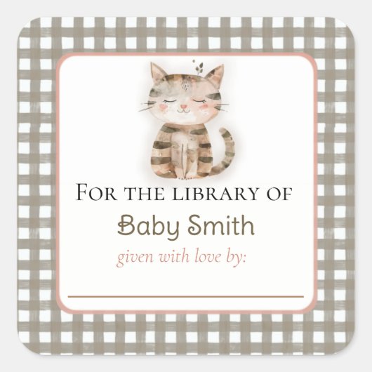 Sticker en plaque de baby shower avec Cute Kitten (Devant)