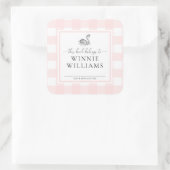 Sticker en plaque de cygne rose En vichy (Sac)