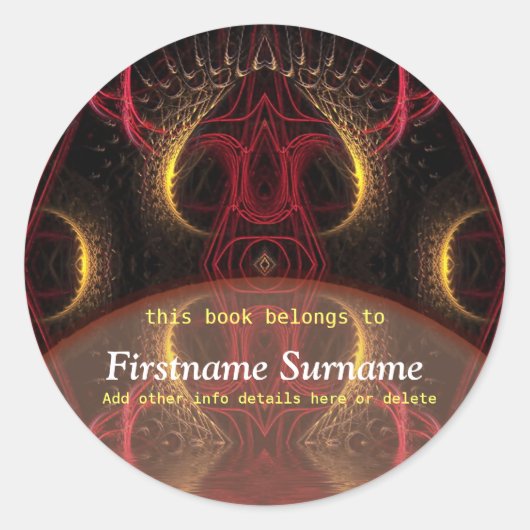 Sticker en plaques d'art fractal du champignon rou (Devant)