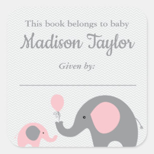 Sticker en platine éléphant à thème Baby shower bl