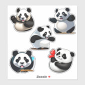 Sticker en Poses Panda Cute (Feuille)
