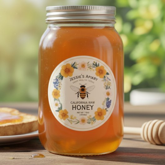 Sticker en pot de miel d'abeille Étiquette - Vomta