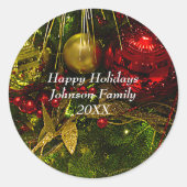 Sticker en sapin de Noël rouge et or (Devant)