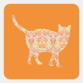 Sticker en silhouette de chat orange de style vint (Devant)