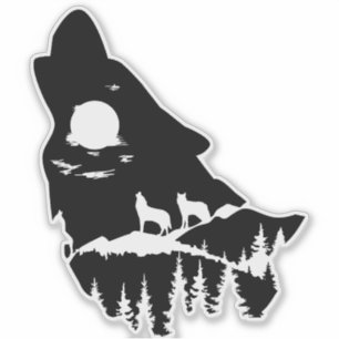 Sticker en silhouette de tête de loup
